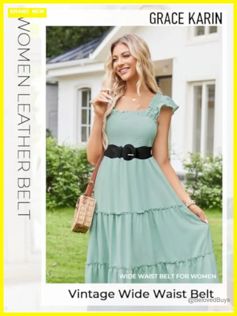 Faux Suede Elastic Waist Belt with Buckle for Women